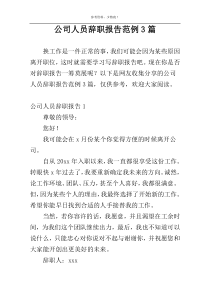 公司人员辞职报告范例3篇