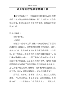 老乡聚会致辞集聚精编5篇