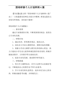 国培研修个人计划样例4篇