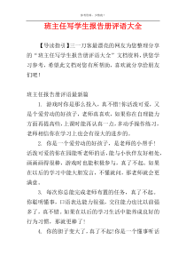 班主任写学生报告册评语大全