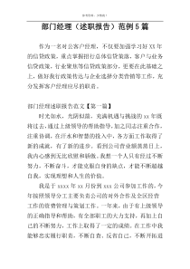 部门经理（述职报告）范例5篇