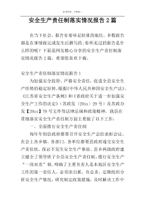 安全生产责任制落实情况报告2篇