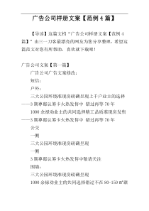 广告公司样册文案【范例4篇】