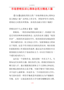 市场营销实训心得体会范文精选5篇