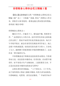 珍惜粮食心得体会范文精编3篇