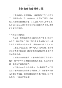 车间安全自查报告3篇