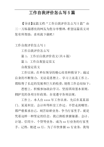 工作自我评价怎么写5篇