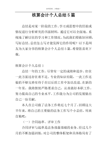 核算会计个人总结5篇