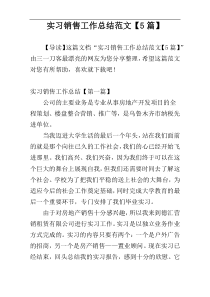 实习销售工作总结范文【5篇】
