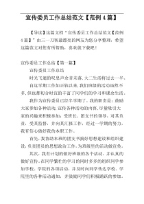 宣传委员工作总结范文【范例4篇】
