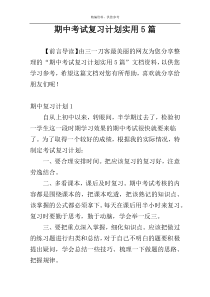 期中考试复习计划实用5篇
