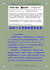 企业人力资源的要素配置
