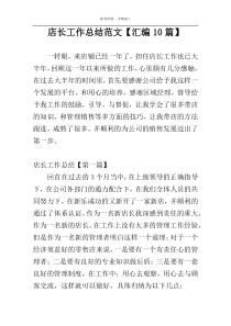 店长工作总结范文【汇编10篇】