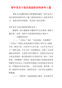 青年党员干部自我剖析材料参考5篇