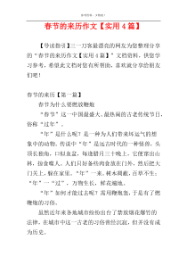 春节的来历作文【实用4篇】