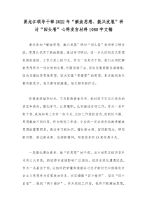 黑龙江领导干部2022年“解放思想、振兴发展”研讨“回头看”心得发言材料1080字文稿