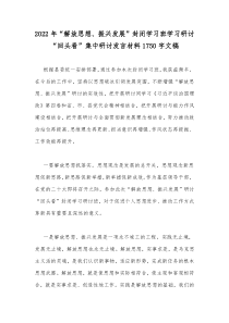 2022年“解放思想、振兴发展”封闭学习班学习研讨“回头看”集中研讨发言材料1750字文稿