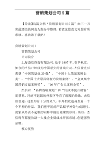 营销策划公司5篇