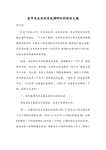 在市农业农村系统调研时的讲话文稿
