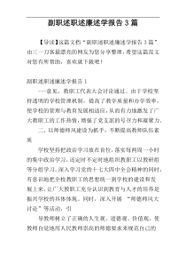 副职述职述廉述学报告3篇
