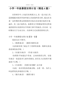 小学一年级暑假安排计划（精选4篇）