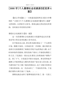 [3000字]个人暑期社会实践报告【优秀4篇】