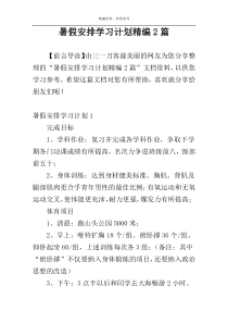 暑假安排学习计划精编2篇