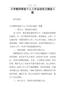 小学教师简短个人工作总结范文精选5篇