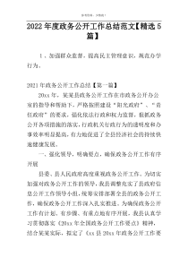 2022年度政务公开工作总结范文【精选5篇】