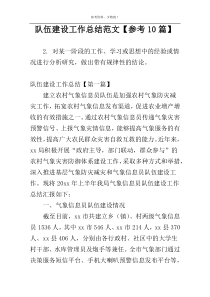 队伍建设工作总结范文【参考10篇】