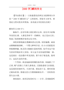 [600字]瞬间作文