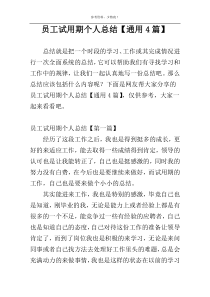 员工试用期个人总结【通用4篇】