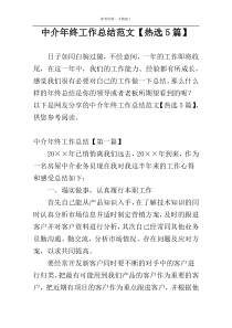 中介年终工作总结范文【热选5篇】
