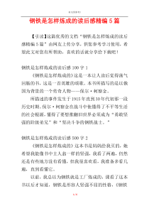 钢铁是怎样炼成的读后感精编5篇