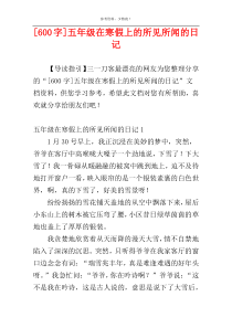 [600字]五年级在寒假上的所见所闻的日记