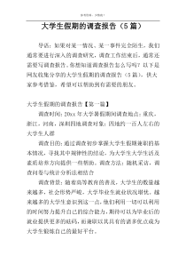 大学生假期的调查报告（5篇）