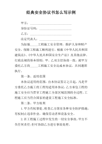 经典安全协议书怎么写示例