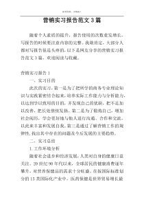 营销实习报告范文3篇
