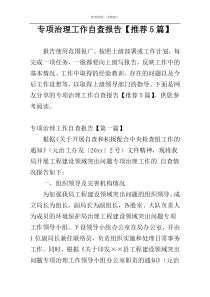 专项治理工作自查报告【推荐5篇】