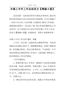 乡镇上半年工作总结范文【精编8篇】