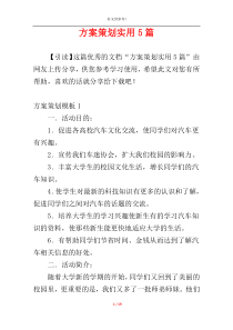 方案策划实用5篇