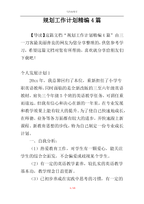 规划工作计划精编4篇