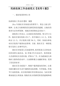 民政低保工作总结范文【实用5篇】