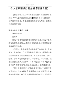 个人求职面试自我介绍【精编5篇】