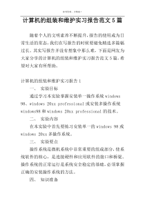计算机的组装和维护实习报告范文5篇