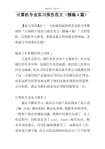 计算机专业实习报告范文（精编4篇）