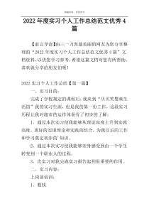 2022年度实习个人工作总结范文优秀4篇
