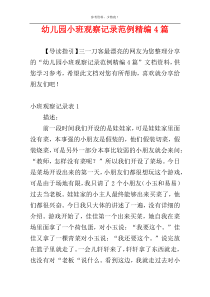 幼儿园小班观察记录范例精编4篇
