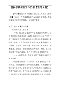 新杖子镇纪委工作汇报【通用4篇】