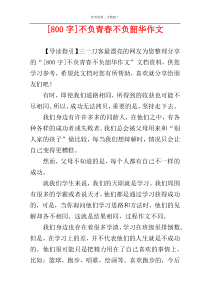[800字]不负青春不负韶华作文